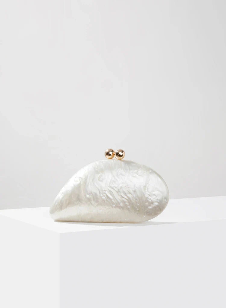 Ariel Pearlescent Shell Acrylic Clutch Bag