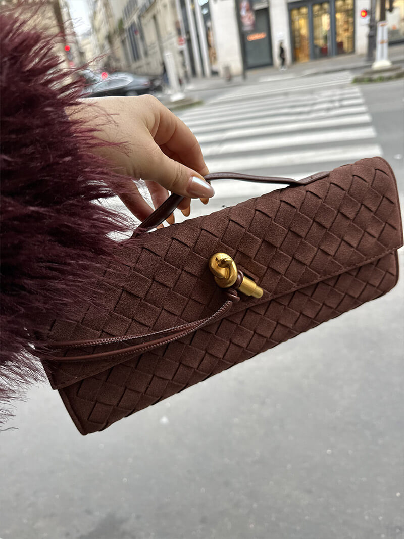 Paige Braided Suede Clutch Bag