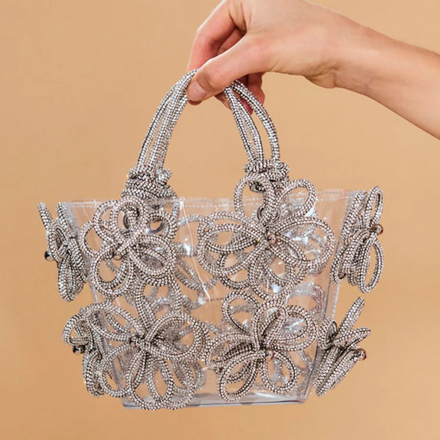 Sabrina Small Floral Rhinestone Tote Bag