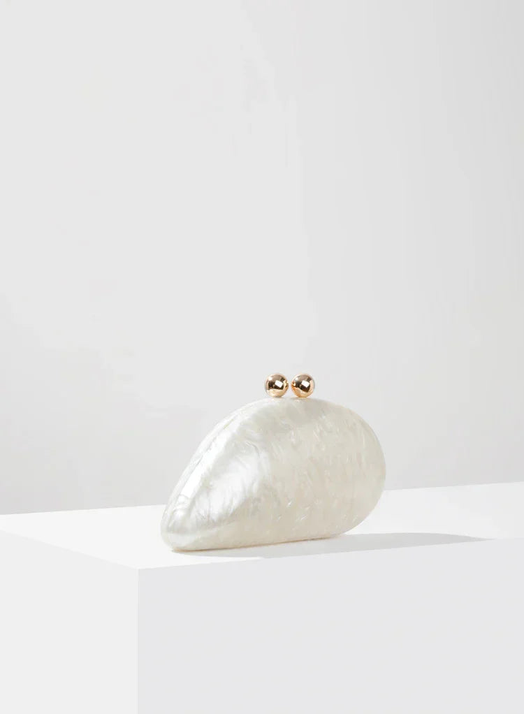 Ariel Pearlescent Shell Acrylic Clutch Bag